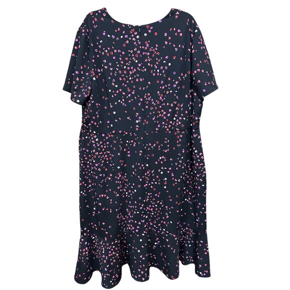 London Times Dress Women 22W Black Pink Knot Front Midi Ruffle Hem Plus Size - Picture 2 of 7